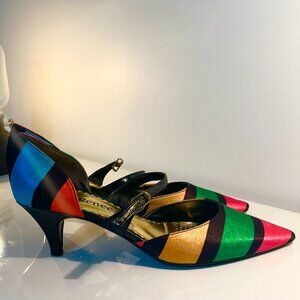 J. Renee 10.5M Womens Kitten Heel Over the Foot Strap Pumps Shoes Multicolor
